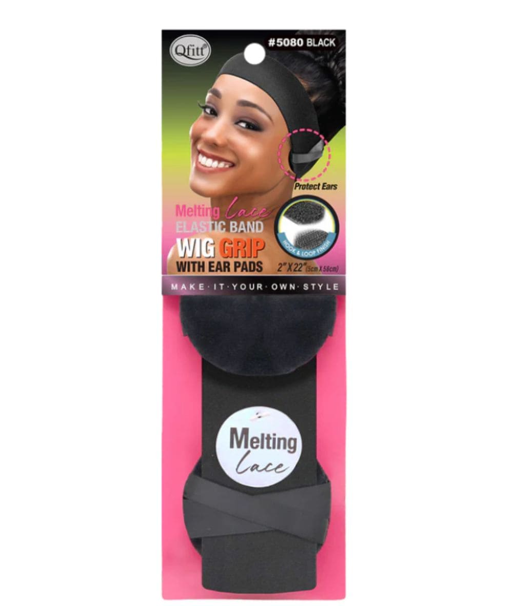 M&M Qfitt Melting Elastic Wig Grip With Ear Pads 2" X 22" [Black] #5080, Accessory - Cloré Beauty