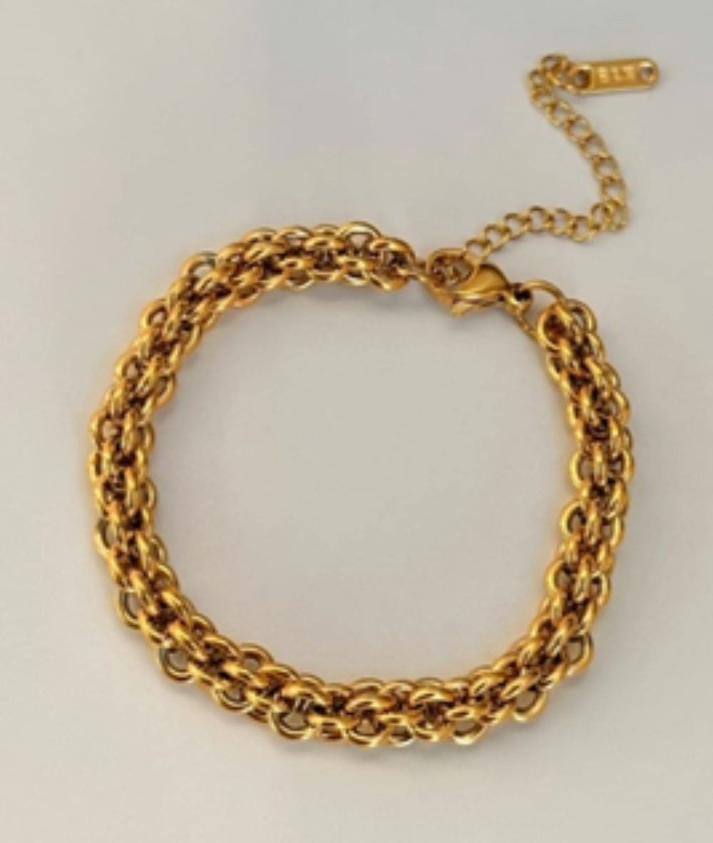 Nude Rose Stainless Steel 18K Gold Plated Vintage Corn Twist Bracelet #B-051, ACCESSORIES JEWELRY FASHION - Cloré Beauty