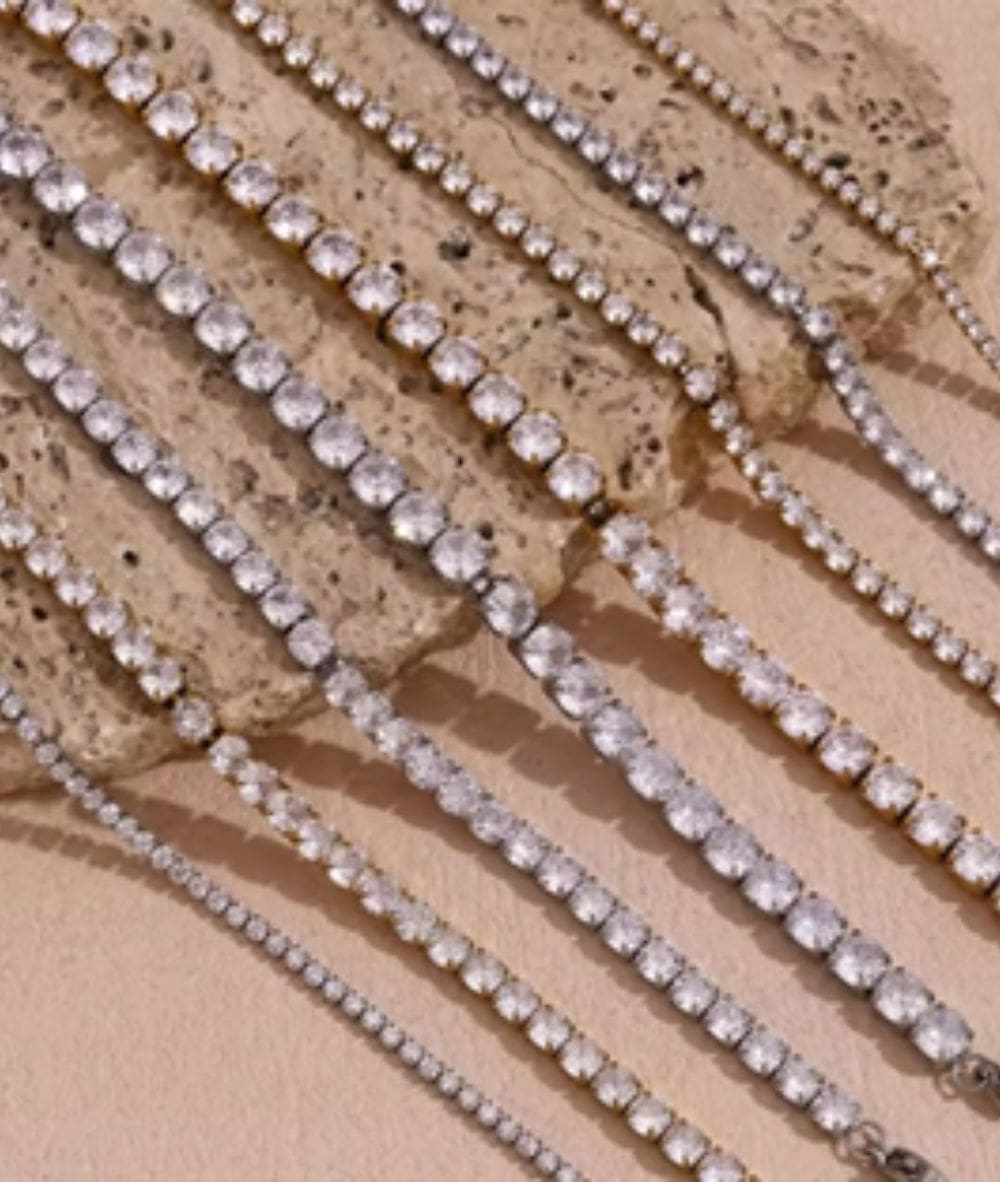 Nude Rose Stainless Steel 2Mm Zircon Chain Bracelet, ACCESSORIES JEWELRY FASHION - Cloré Beauty