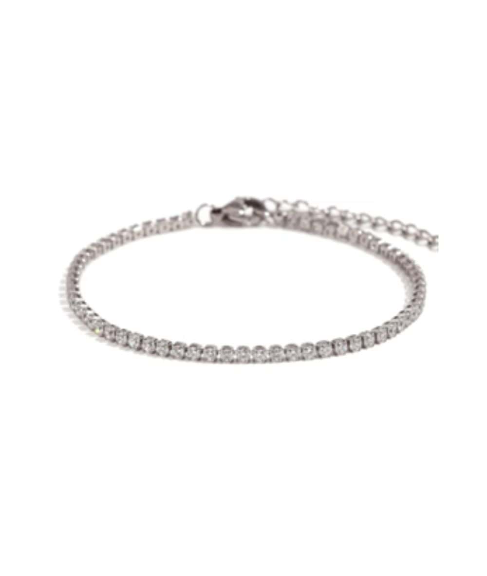 Nude Rose Stainless Steel 18K Gold/P 4Mm Square Zircon Chain Bracelet #B-066, ACCESSORIES JEWELRY FASHION - Cloré Beauty