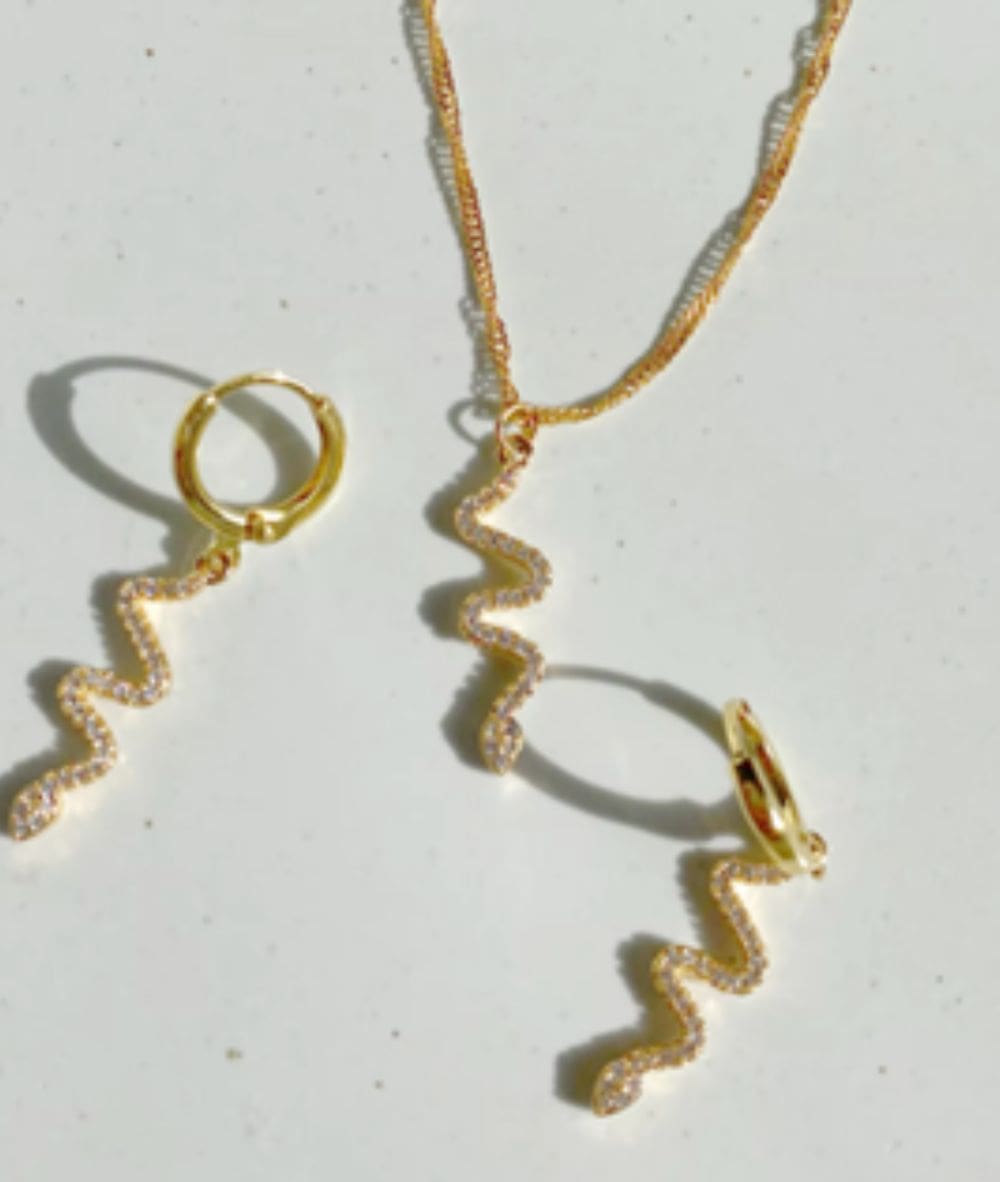 Nude Rose Stainless Steel 18K Gold Plated Cubic Snake Pendant Bracelet #N-071, ACCESSORIES JEWELRY FASHION - Cloré Beauty