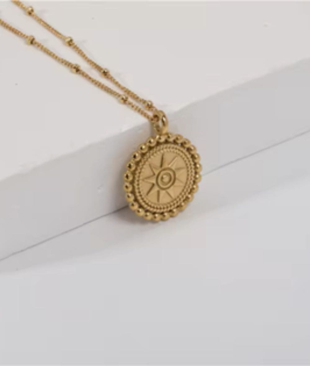 Nude Rose Stainless Steel 18K Gold Plated Vintage Star Pendant Necklace #N-080, ACCESSORIES JEWELRY FASHION - Cloré Beauty