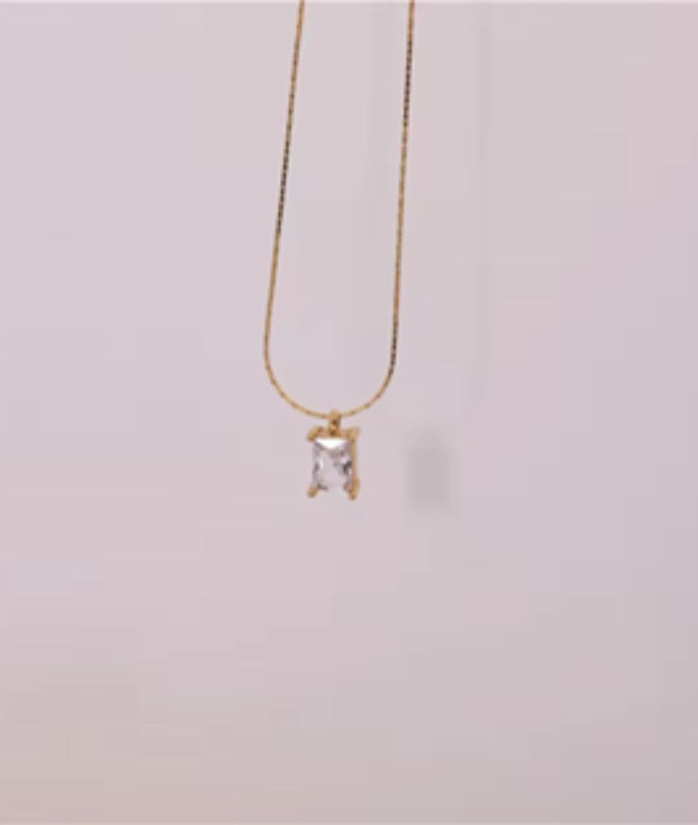 Nude Rose Stainless Steel 18K Gold Plated White Zirconia Pendant Necklace #N-089, ACCESSORIES JEWELRY FASHION - Cloré Beauty