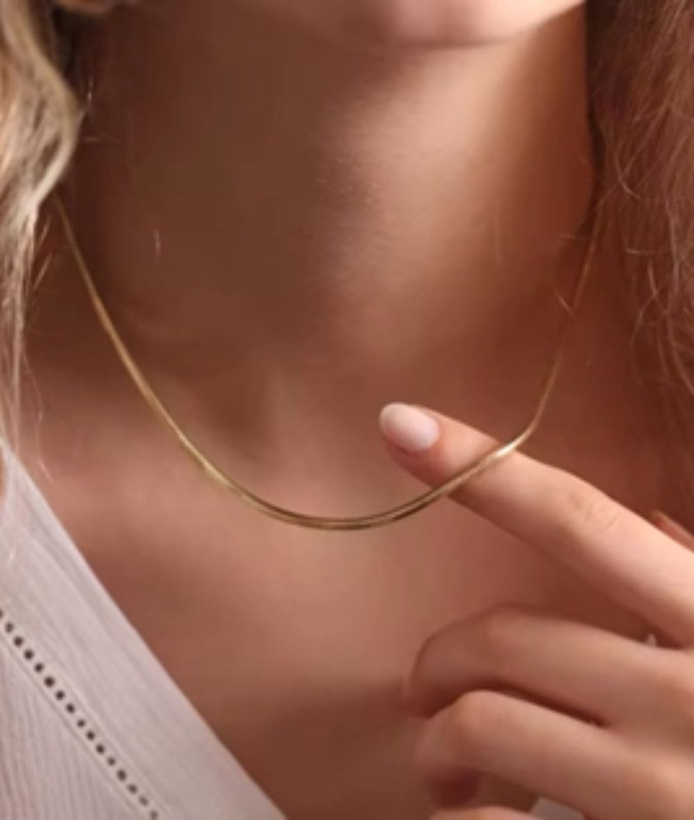 Nude Rose Stainless Steel 18K Gold Plated 1.5Mm Snake Chain Necklace #N-109, ACCESSORIES JEWELRY FASHION - Cloré Beauty