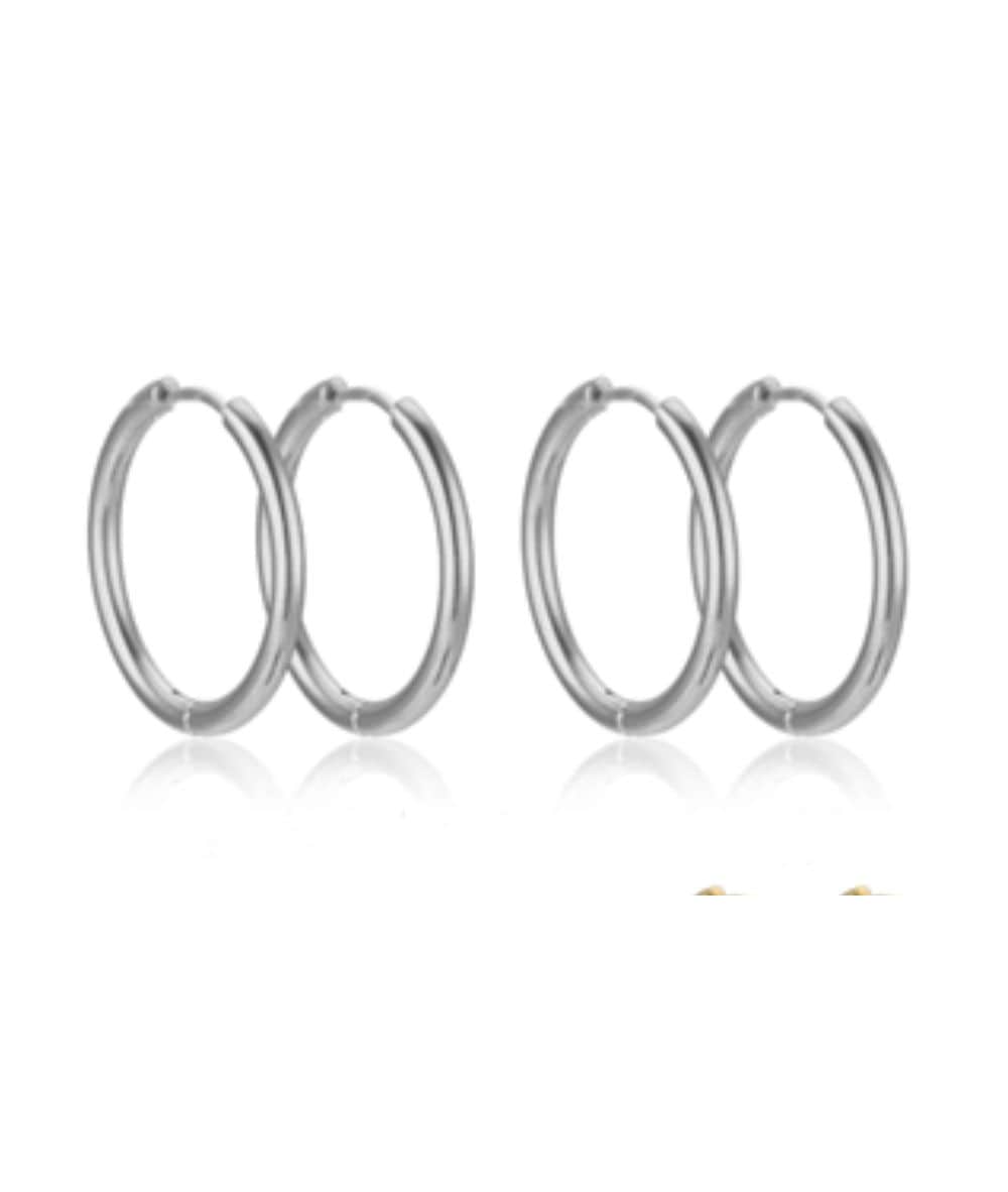 Nude Rose Stainless Steel Silver 10Mm Hoop Earrings #E-291, ACCESSORIES JEWELRY FASHION - Cloré Beauty
