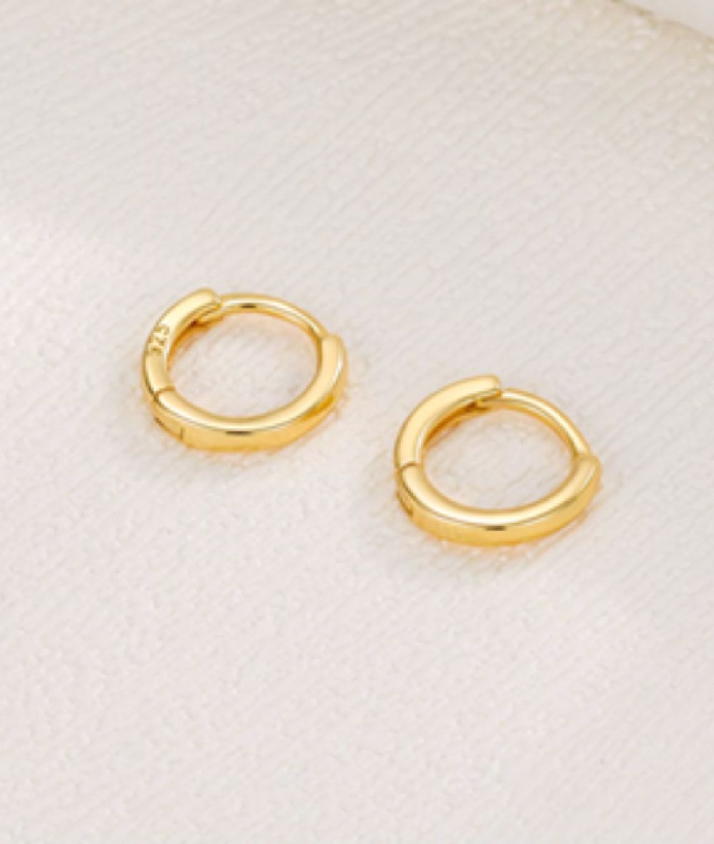 Nude Rose Stainless Steel 18K Gold Plated 14Mm Hoop Earrings #E-294, ACCESSORIES JEWELRY FASHION - Cloré Beauty