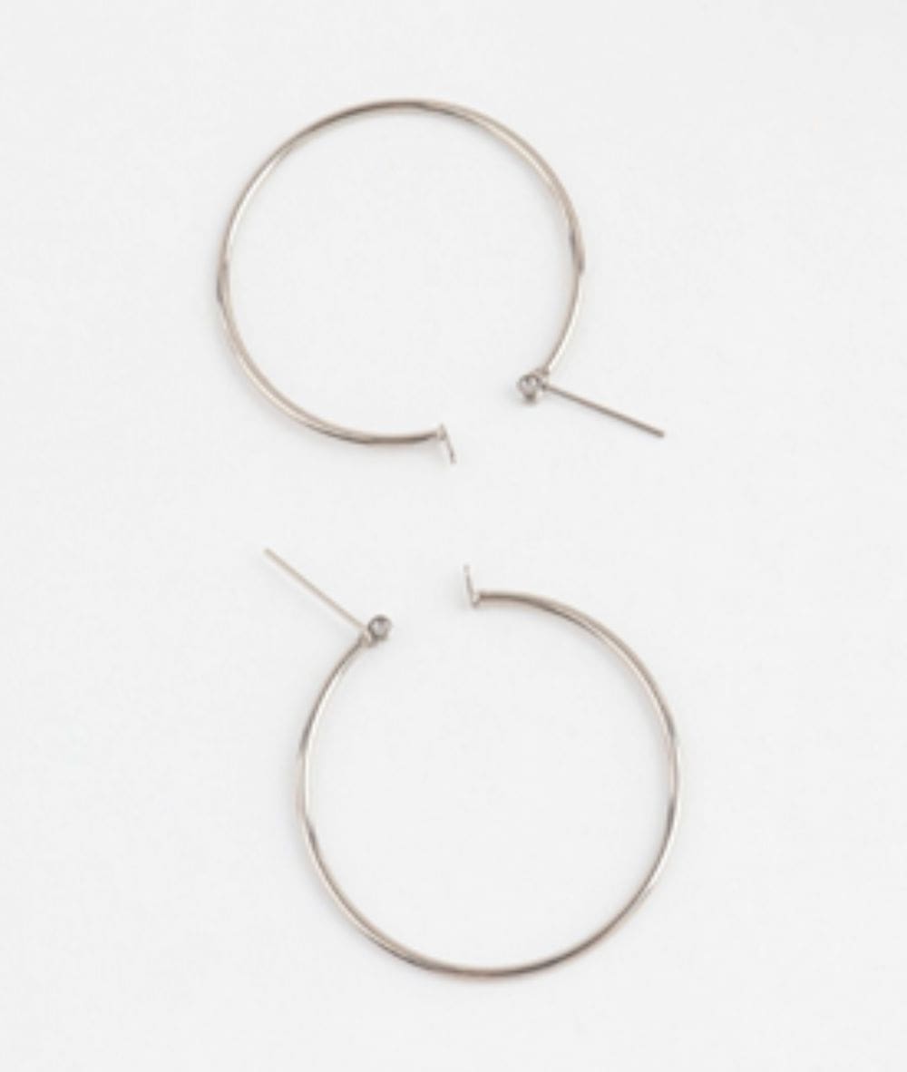Nude Rose Stainless Steel Silver 50Mm Hoop Earrings #E-310, ACCESSORIES JEWELRY FASHION - Cloré Beauty