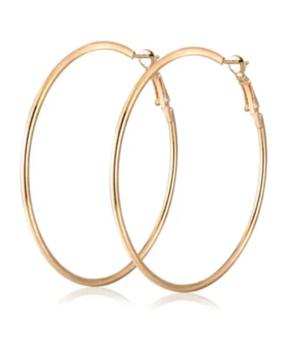 Nude Rose Stainless Steel 18K Gold Plated 70Mm Large Hoop Earrings #E-311, ACCESSORIES JEWELRY FASHION - Cloré Beauty
