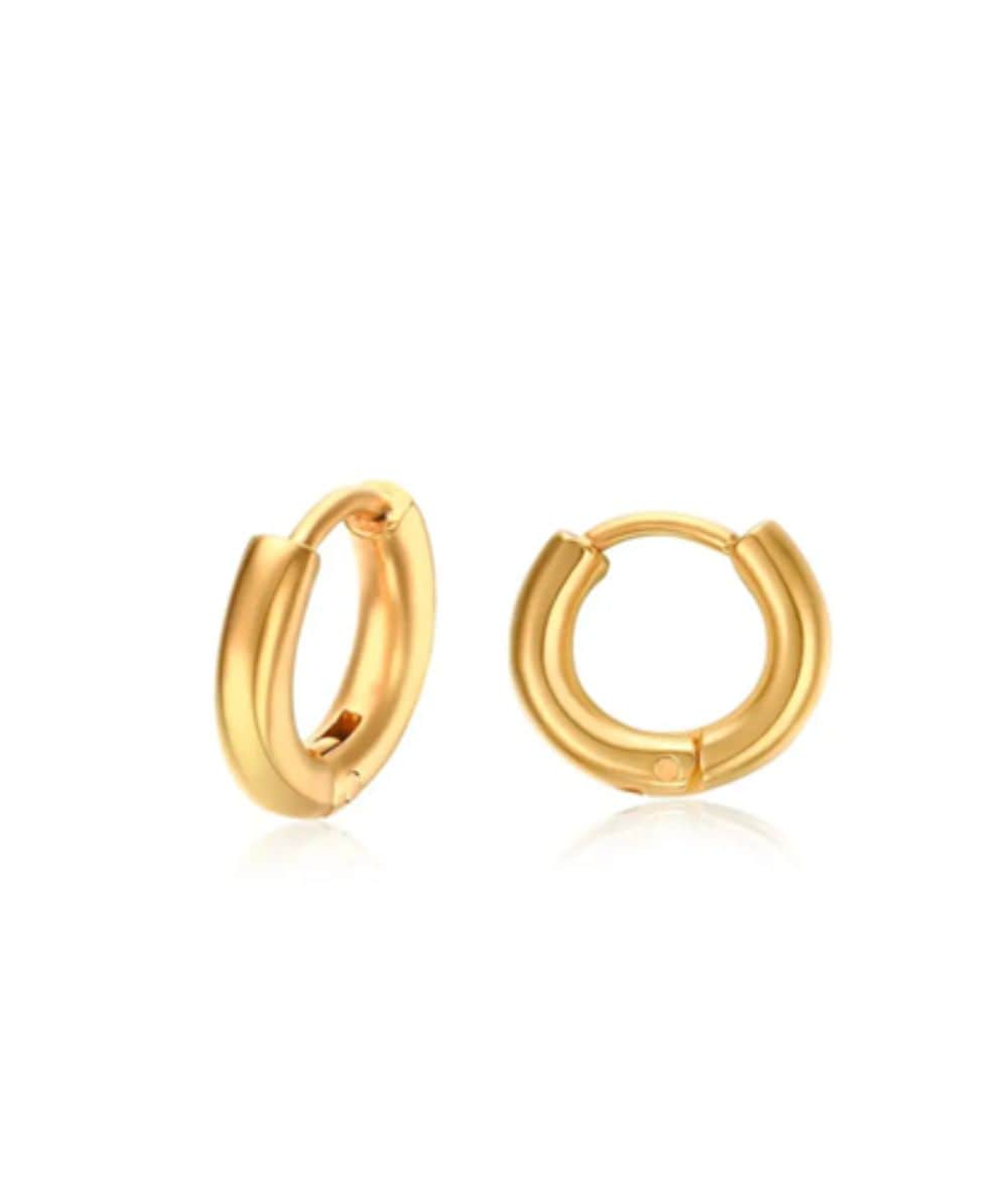 Nude Rose Stainless Steel 18K Gold Plated Thick 8Mm Hoop Earrings #E-313, ACCESSORIES JEWELRY FASHION - Cloré Beauty