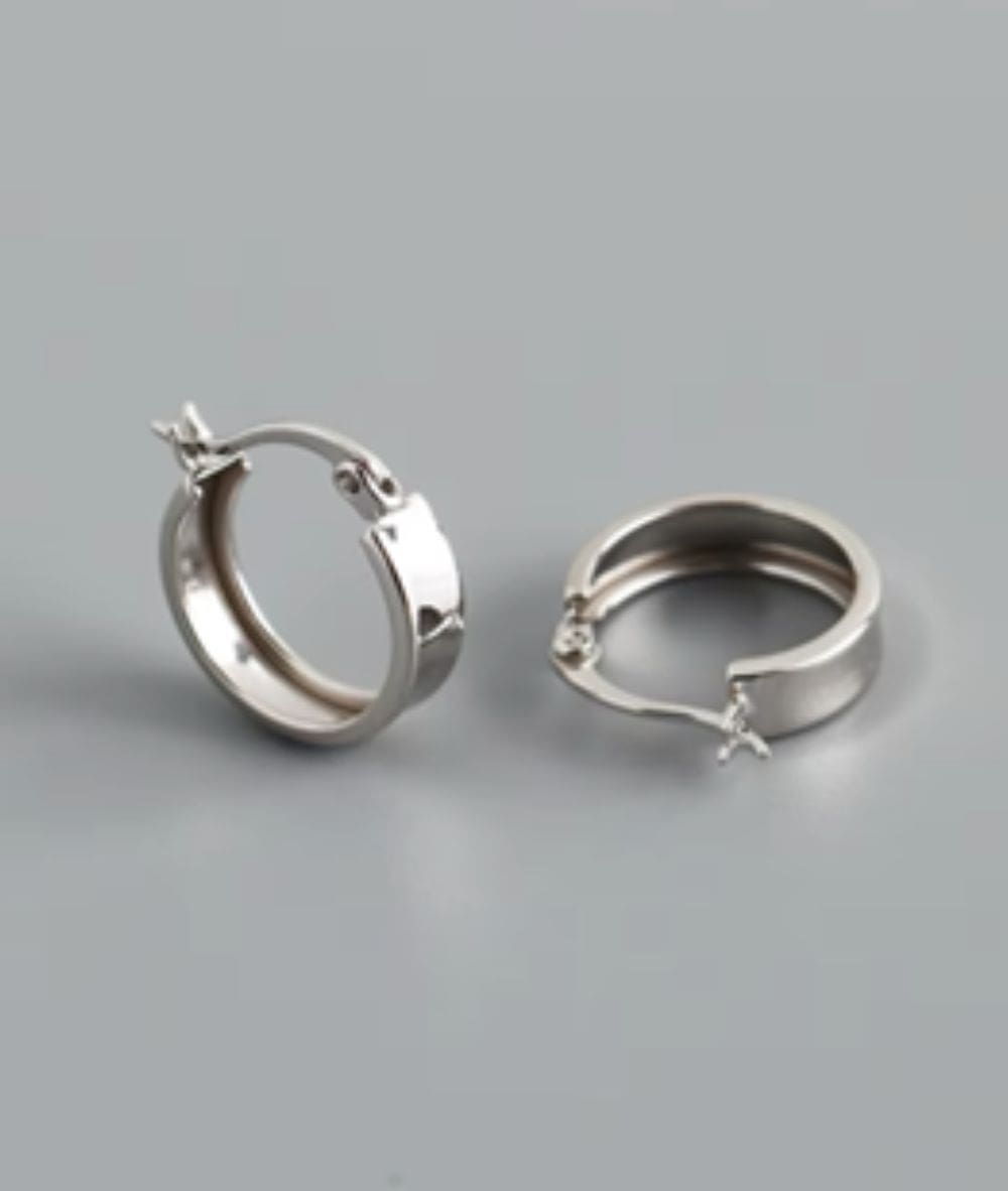 Nude Rose Stainless Steel 2*7Mm Wide Hoop Earrings, Accessory - Cloré Beauty