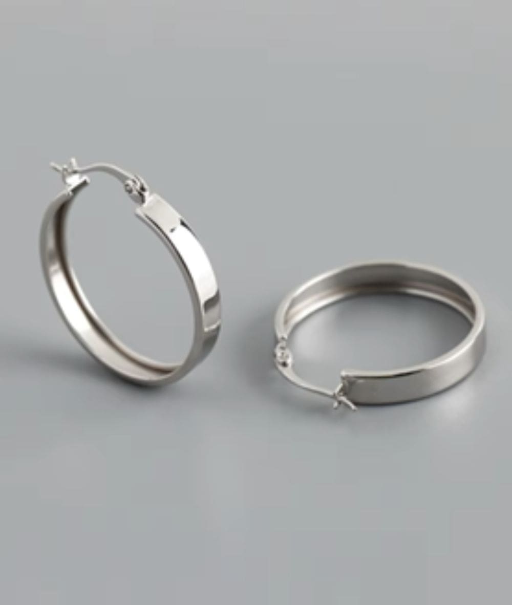 Nude Rose Stainless Steel 5*7Mm Wide Hoop Earrings, ACCESSORIES JEWELRY FASHION - Cloré Beauty