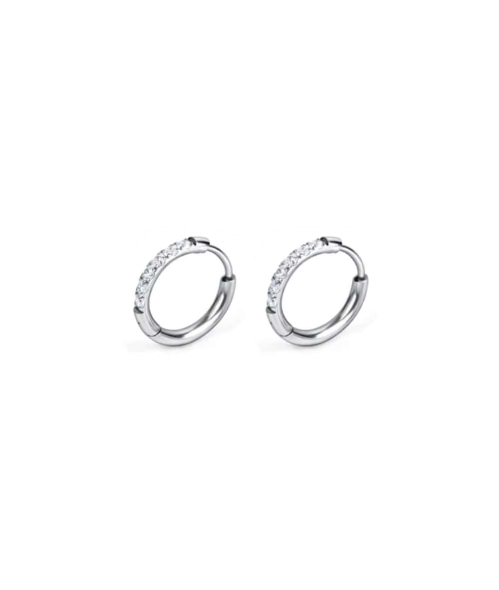 Nude Rose Stainless Steel Zicron 1.6* 8Mm Hoop Round Earrings