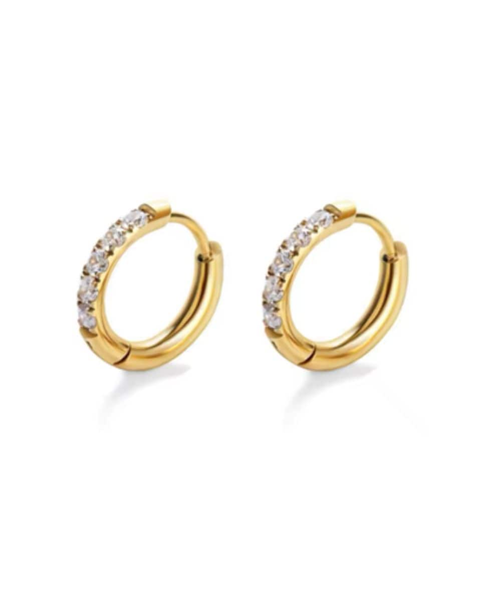 Nude Rose Stainless Steel Zicron 1.6* 12Mm Hoop Round Earrings, Accessory - Cloré Beauty