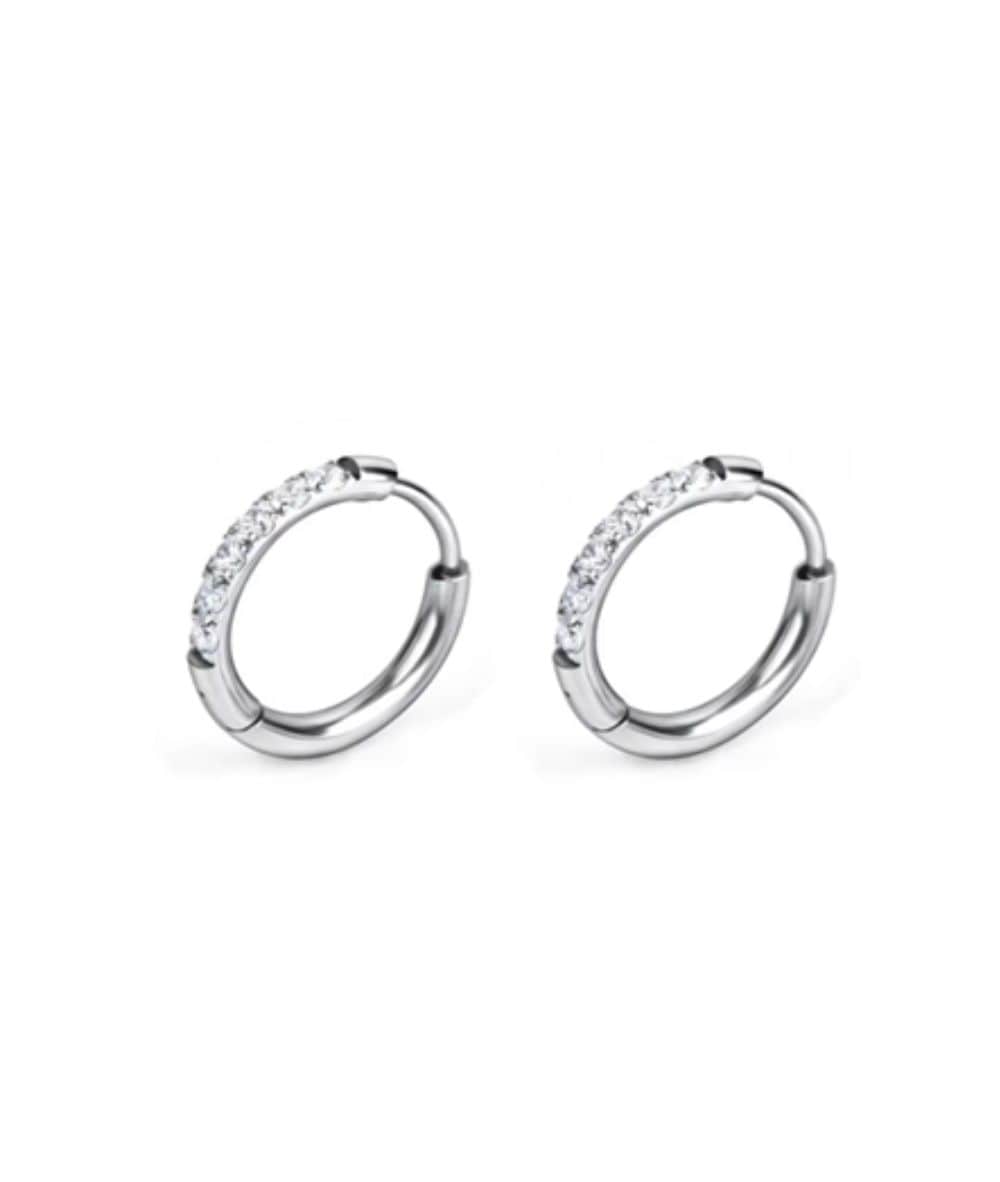 Nude Rose Stainless Steel Zicron 2* 10Mm Hoop Round Earrings