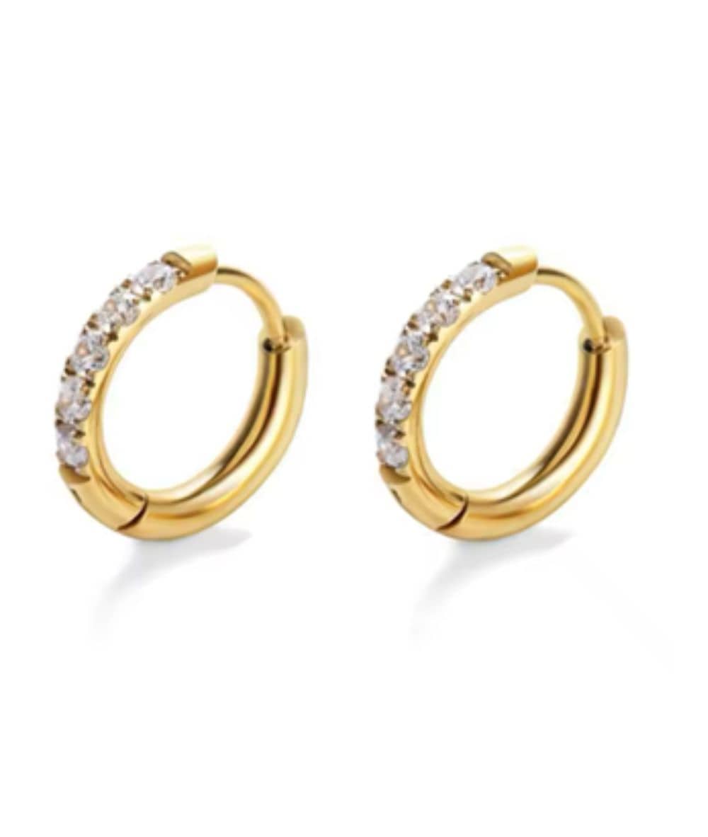 Nude Rose Stainless Steel 18K Gold Plated Zicron 2* Hoop Earrings, ACCESSORIES JEWELRY FASHION - Cloré Beauty