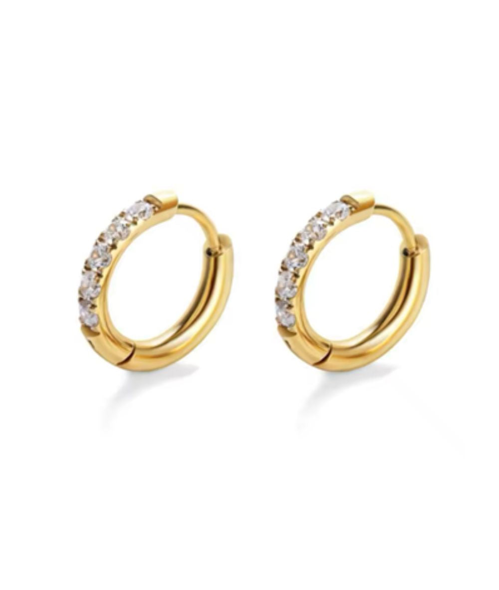 Nude Rose Stainless Steel Zicron 2* 14Mm Hoop Round Earrings, ACCESSORIES JEWELRY FASHION - Cloré Beauty