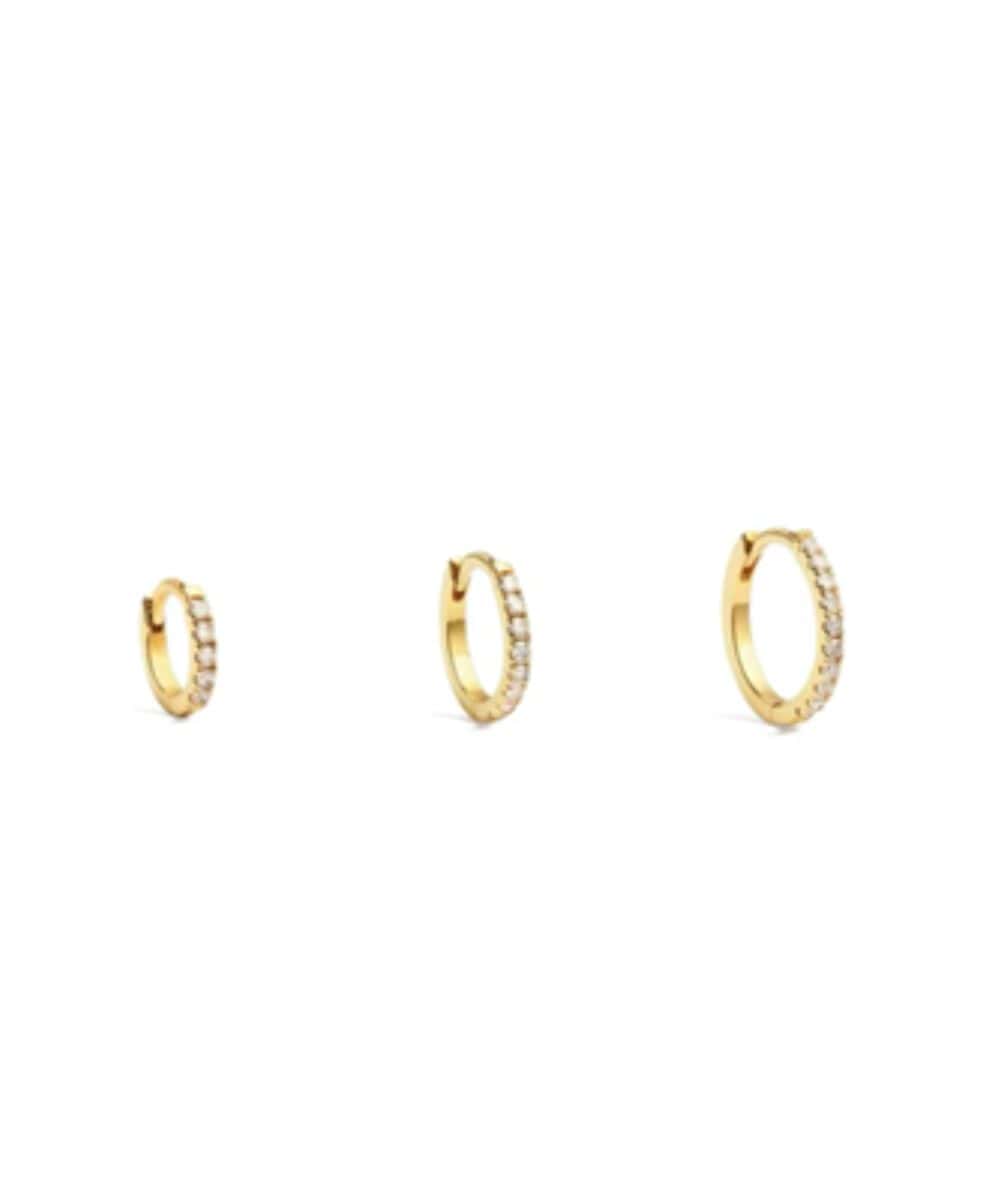 Nude Rose Stainless Steel 18K Gold Plated Zicron Hoop Flat Earrings