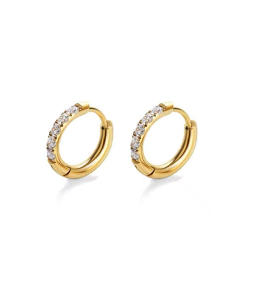 Nude Rose Stainless Steel 18K Gold Plated Zicron Hoop - Accessory