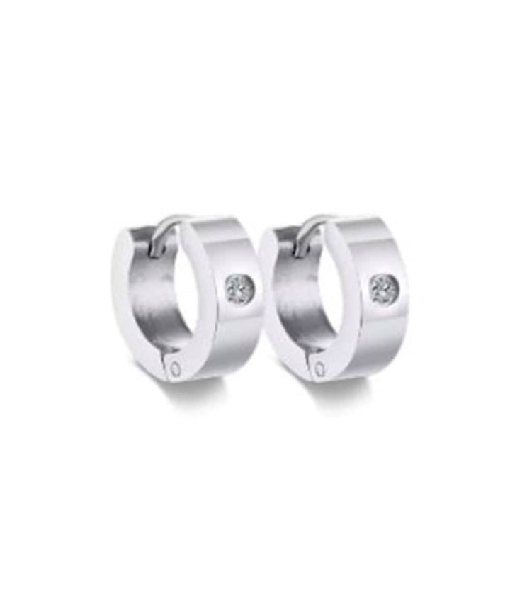 Nude Rose Stainless Steel Small Flat Cubic Hoop Earrings