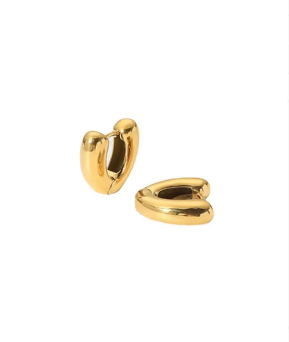 Nude Rose Stainless Steel 18K Gold Plated Bold Heart Shaped Earrings #E-426, ACCESSORIES JEWELRY FASHION - Cloré Beauty