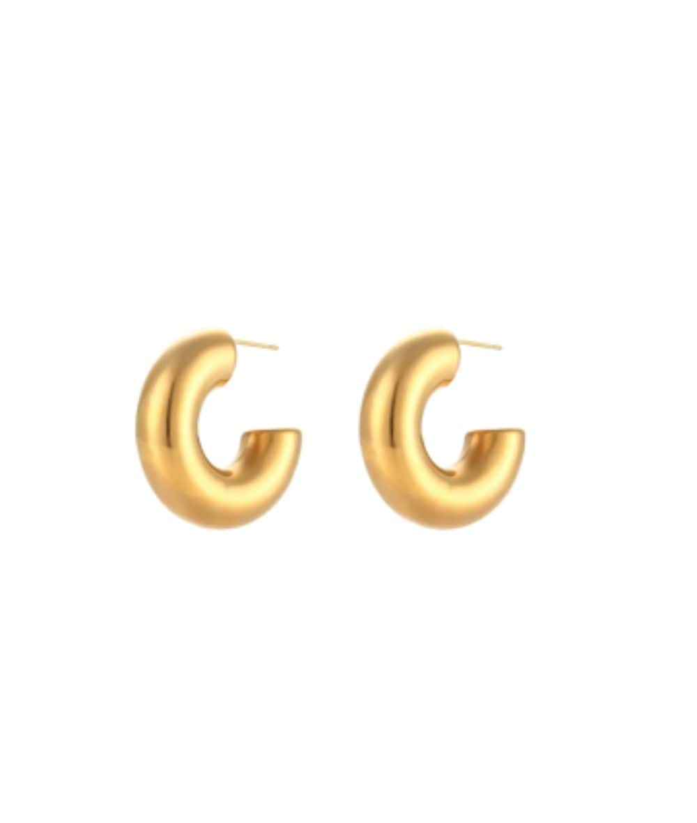 Nude Rose Stainless Steel 18K Gold Plated Vintage Chunky Hoop Earrings #E-446, ACCESSORIES JEWELRY FASHION - Cloré Beauty