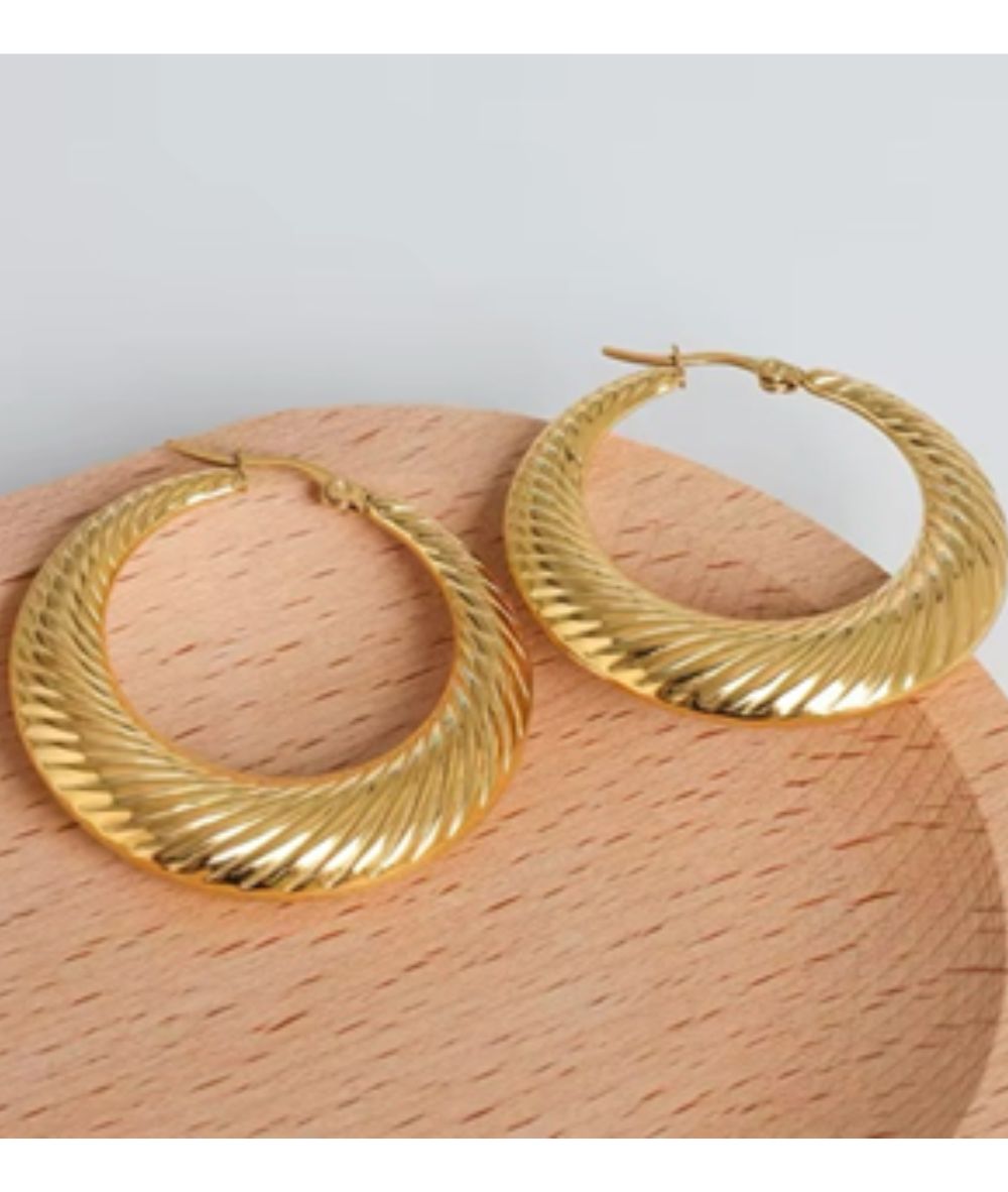 Nude Rose Stainless Steel 18K Gold Plated Big Large Hoop Earrings #E-457, ACCESSORIES JEWELRY FASHION - Cloré Beauty