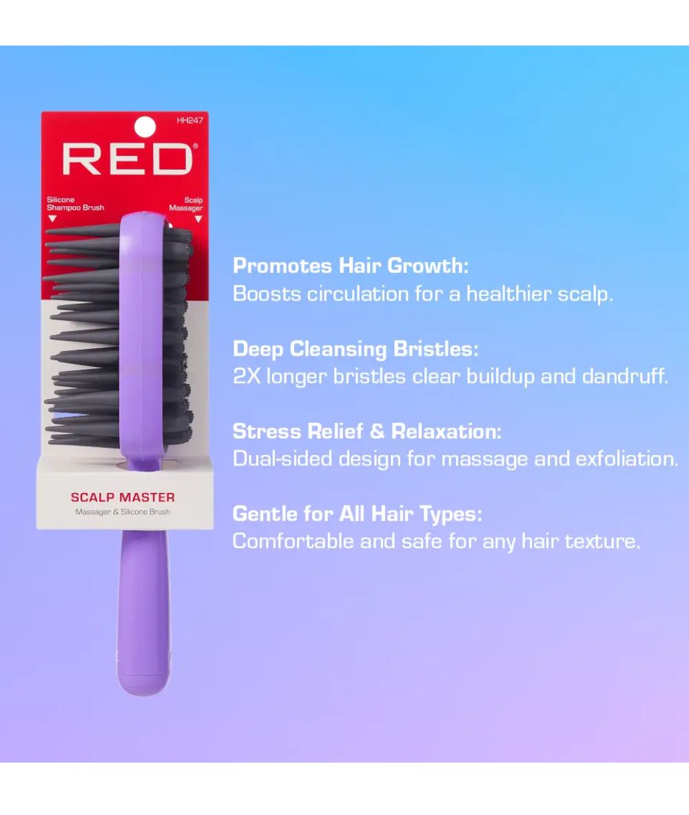 Red By Kiss Scalp Master 2-Sided Massager & Silicone Brush HH247, Hair Tools - Cloré Beauty