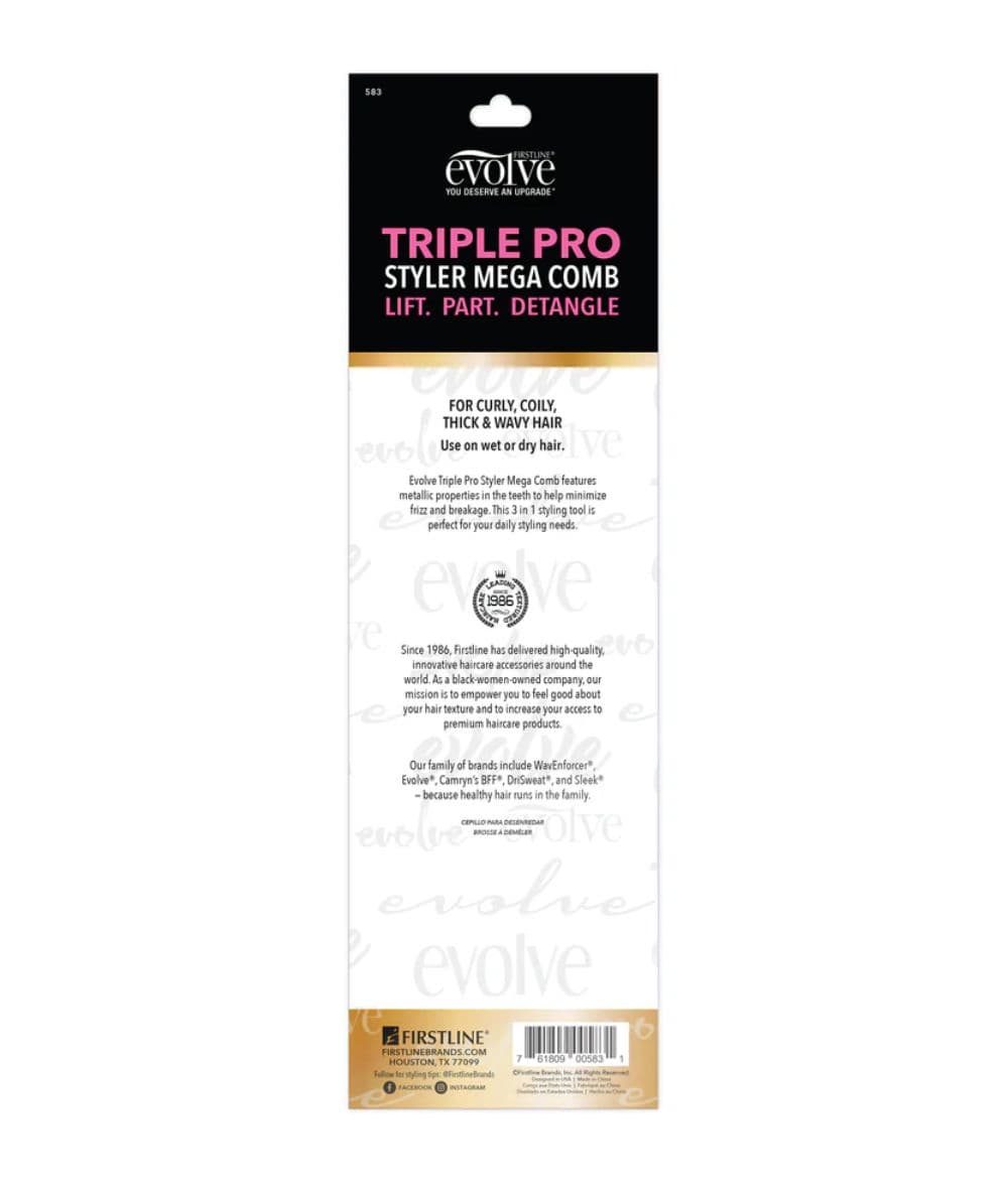 Firstline Evolve Triple Edge Styler Mega Comb #583, HAIR STYLING TOOLS - Cloré Beauty