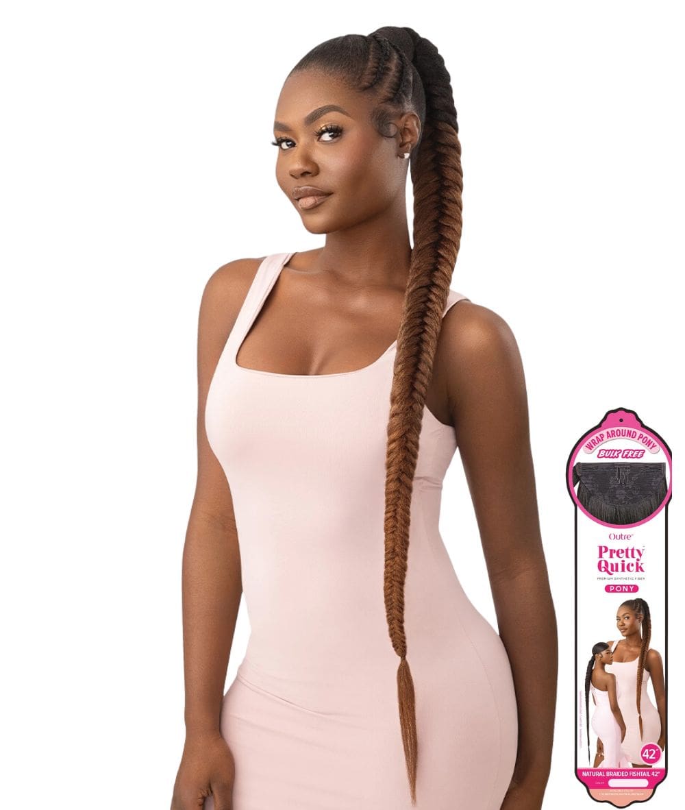 Outre Pretty Quick Wrap Pony Natural Braided Fishtail 42", Hair Extensions - Cloré Beauty