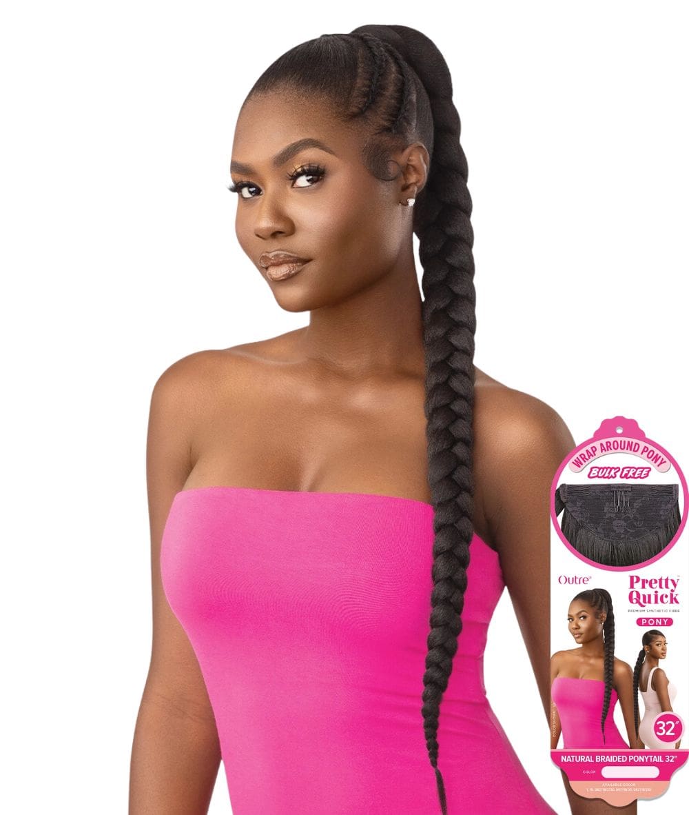 Outre Pretty Quick Wrap Pony Natural Braided Ponytail 32 inch, HAIR EXTENSIONS - Cloré Beauty