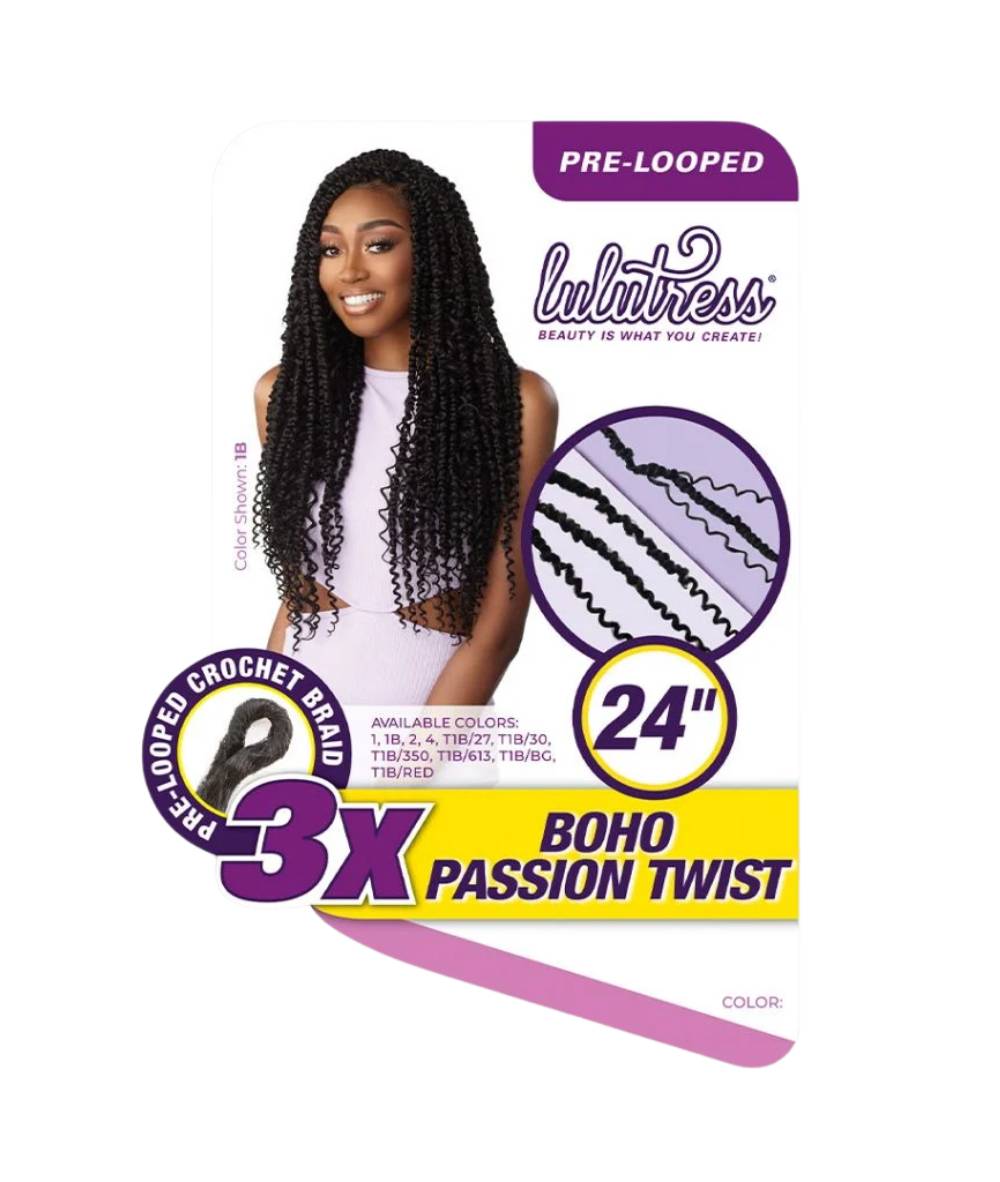 Sensationnel Lulutress Crochet Braid 3X Boho Passion Twist 24 inch, HAIR EXTENSIONS - Cloré Beauty