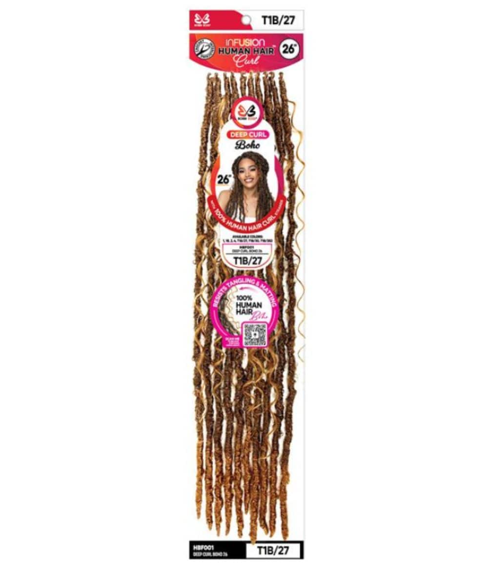 Bobbi Boss Infusion Human Hair Curl Crochet Braid Deep Curl Boho 26"