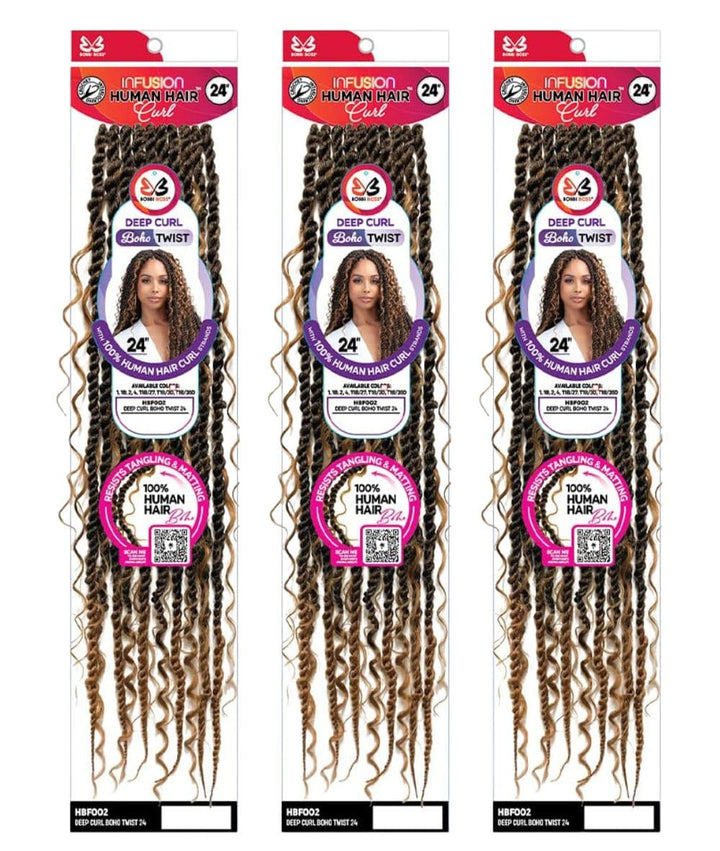 Bobbi Boss Infusion Human Hair Curl Crochet Braid Deep Curl Boho Twist24"