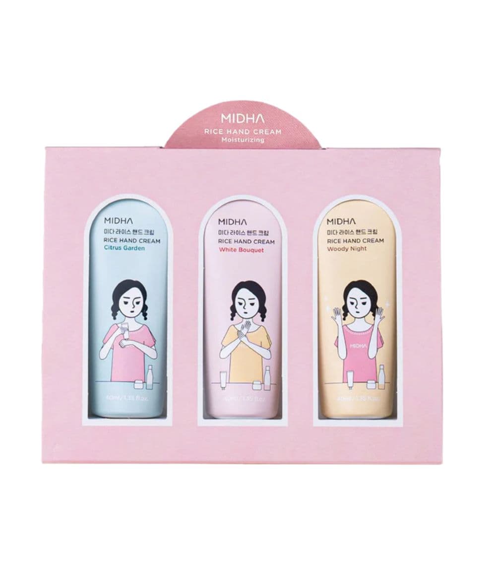 MIDHA Rice Hand Cream Set [1.35oz x 3 Tube]