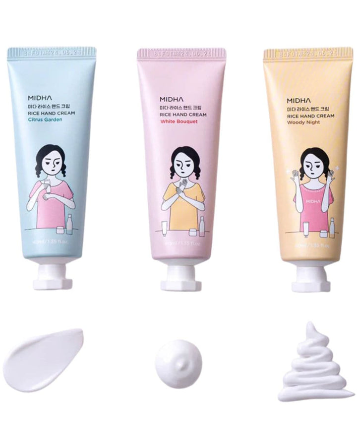 MIDHA Rice Hand Cream Set [1.35oz x 3 Tube]