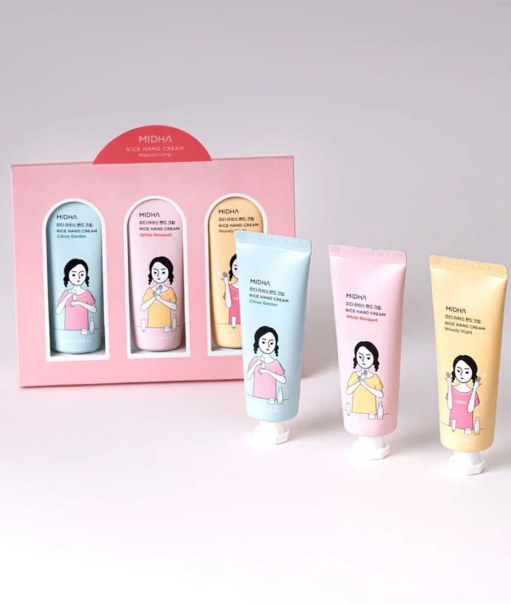 MIDHA Rice Hand Cream Set [1.35oz x 3 Tube]