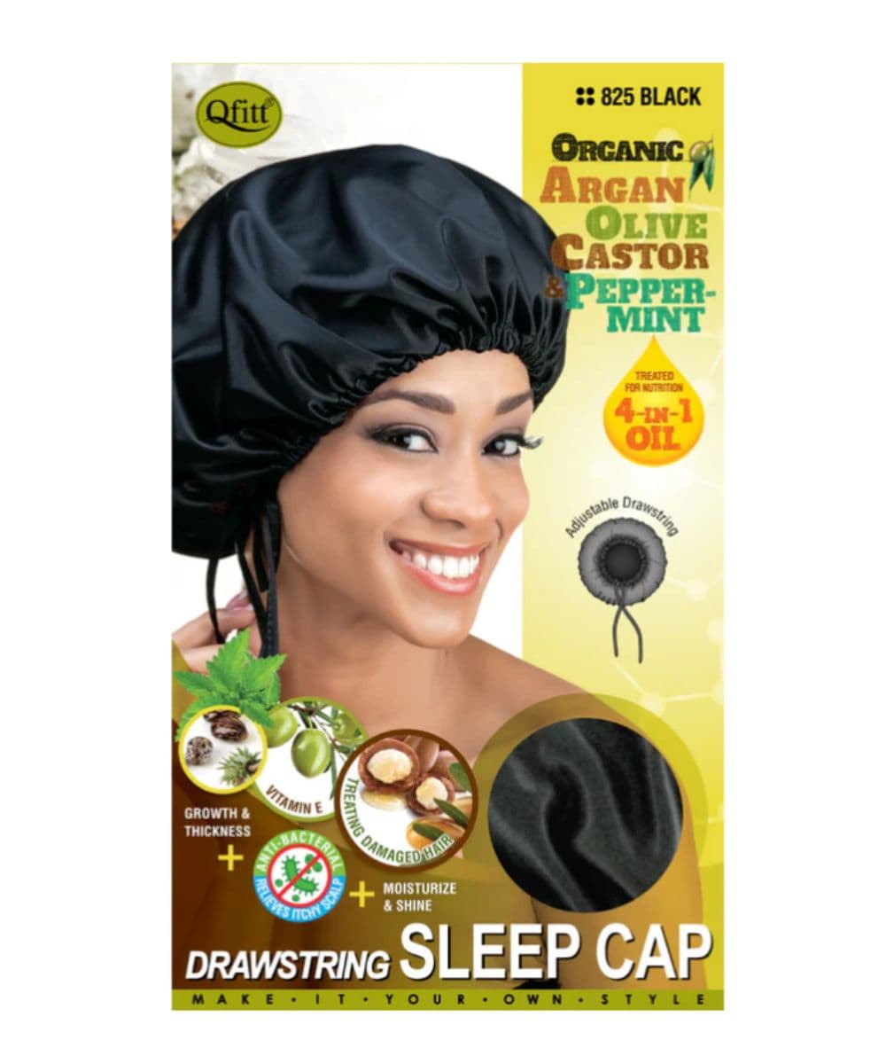 M&amp;M Qfitt Organic Argan &amp; Shea Butter + Olive Oil Drawstring Sleep Cap, Accessory - Cloré Beauty