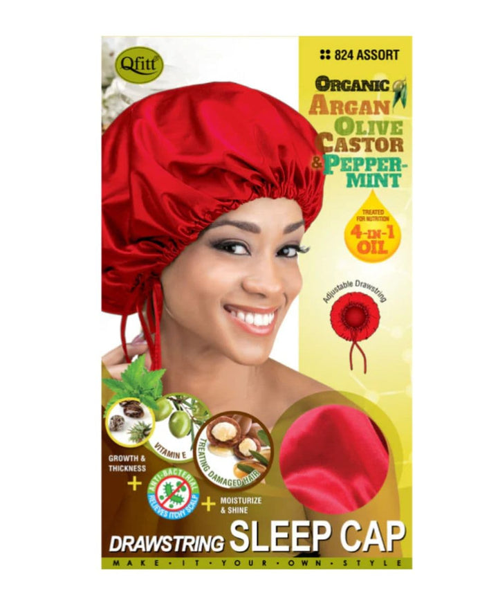 M&amp;M Qfitt Organic Argan &amp; Shea Butter + Olive Oil Drawstring Sleep Cap, Accessory - Cloré Beauty