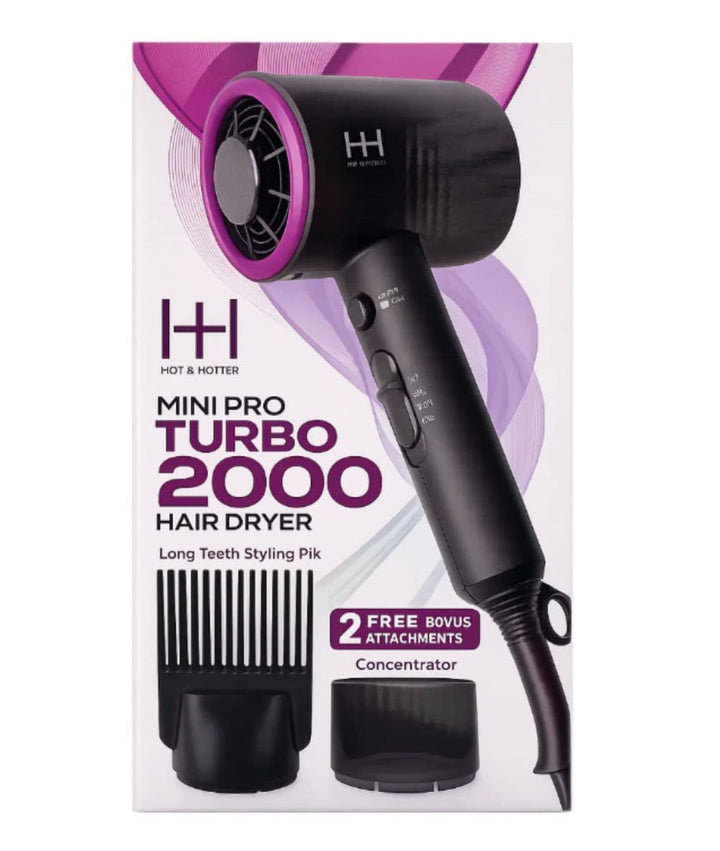 Hot&Hotter Mini Pro Turbo 2000 Hair Dryer #5907 [Gray&Puple]