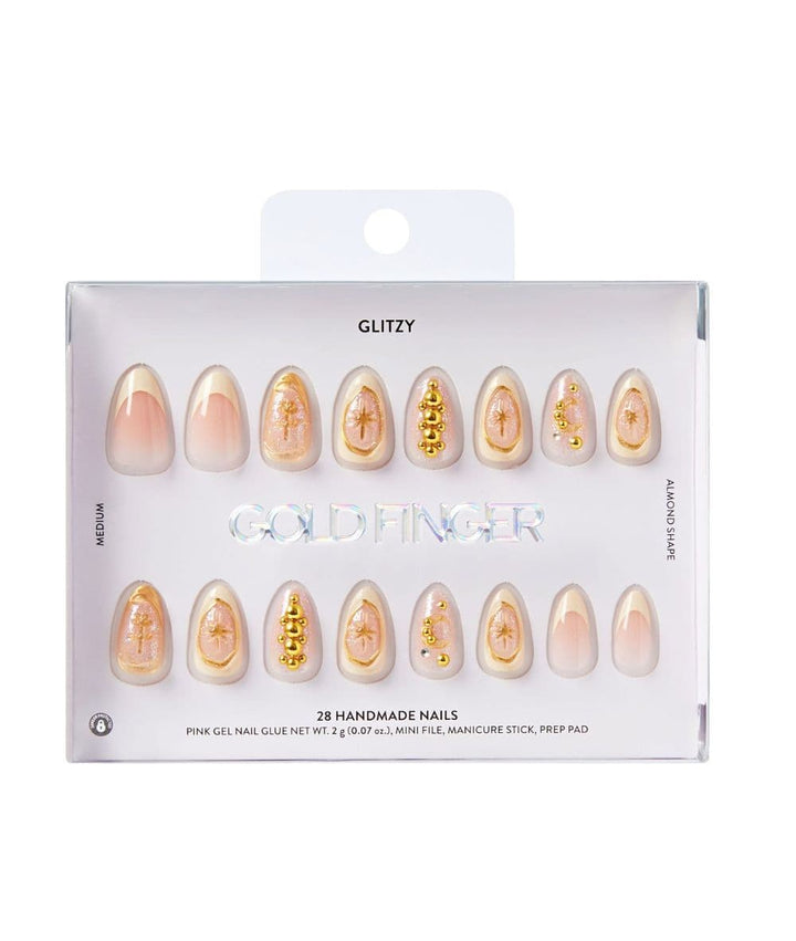 Gold Finger Glitzy Handmade Nails