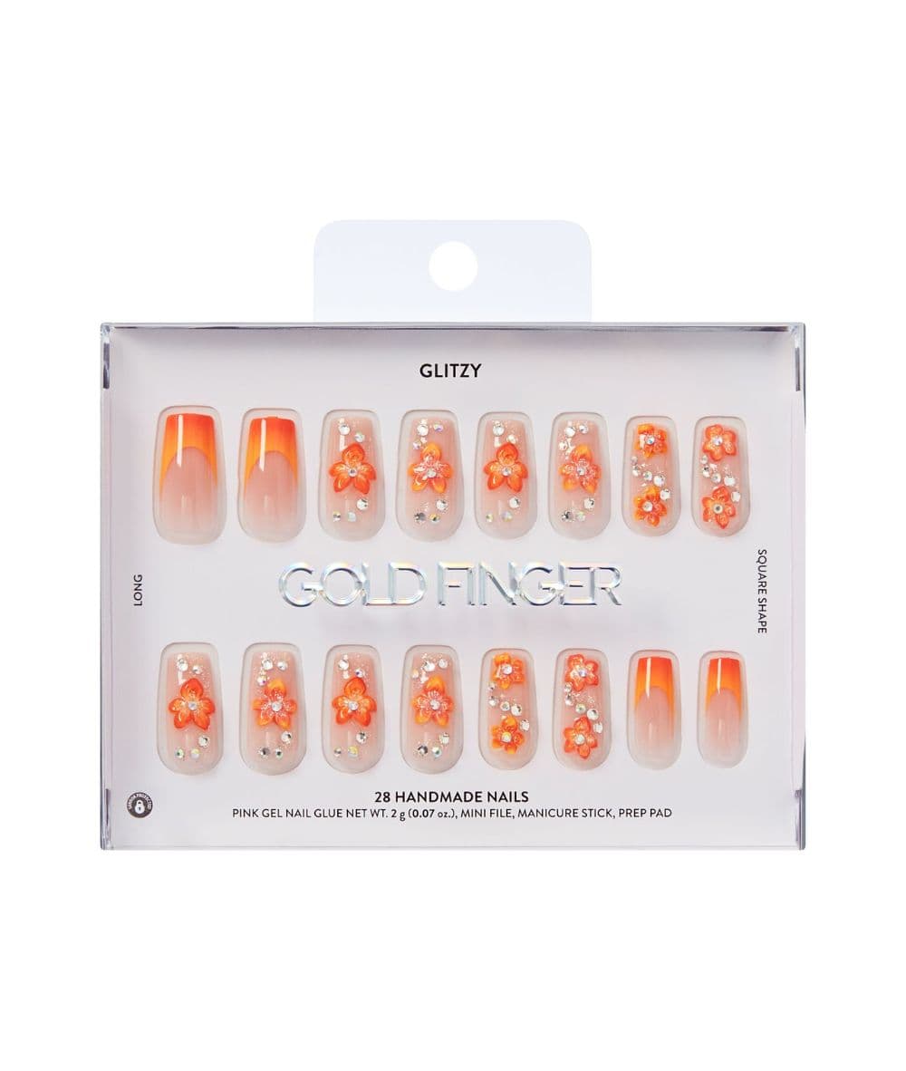 Gold Finger Glitzy Handmade Nails