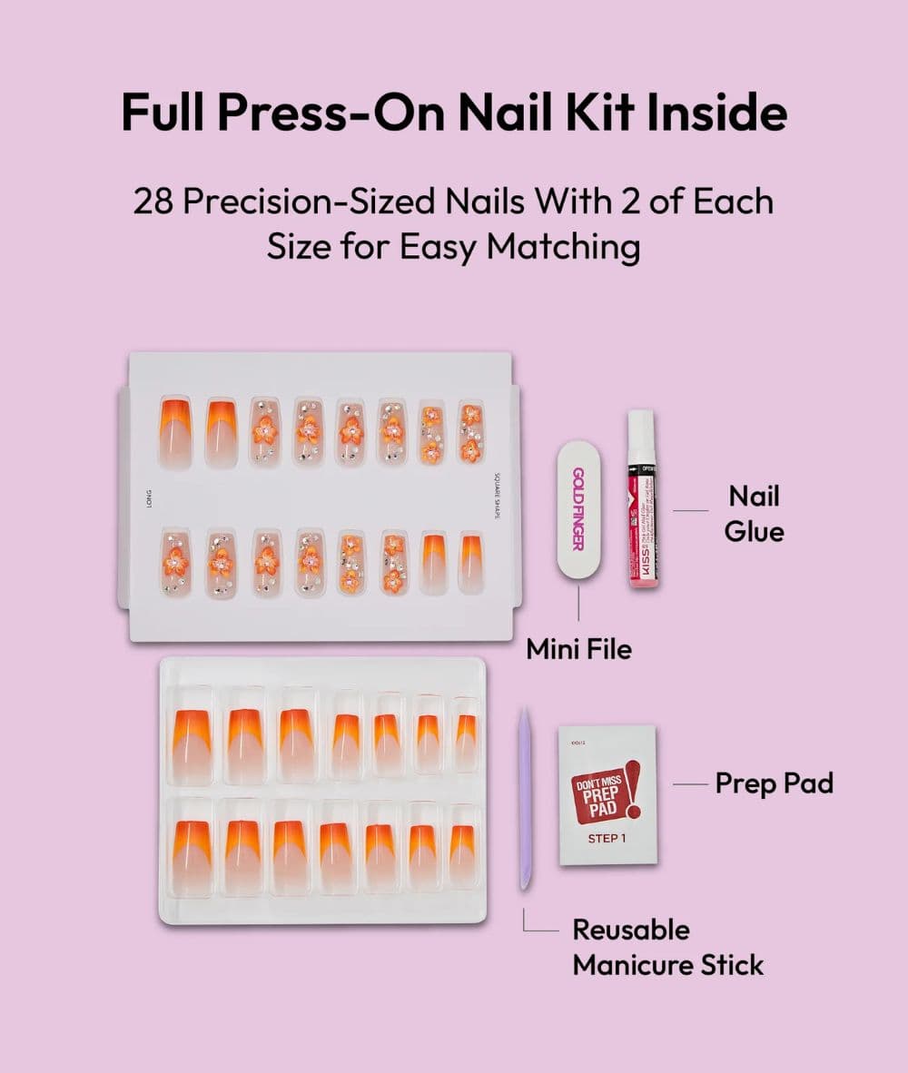 Gold Finger Glitzy Handmade Nails