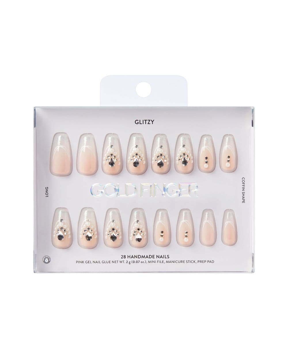 Gold Finger Glitzy Handmade Nails