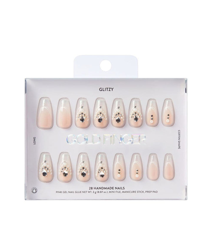 Gold Finger Glitzy Handmade Nails