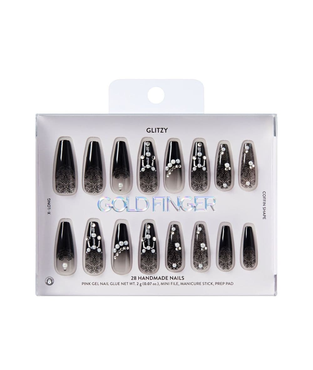 Gold Finger Glitzy Handmade Nails