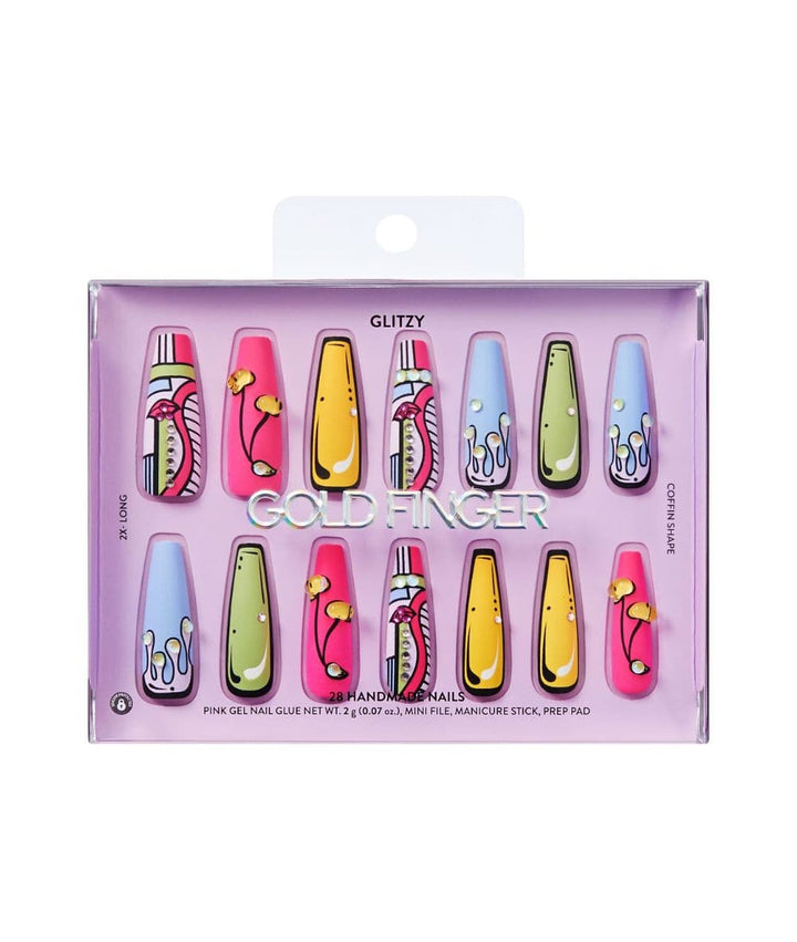 Gold Finger Glitzy Handmade Nails