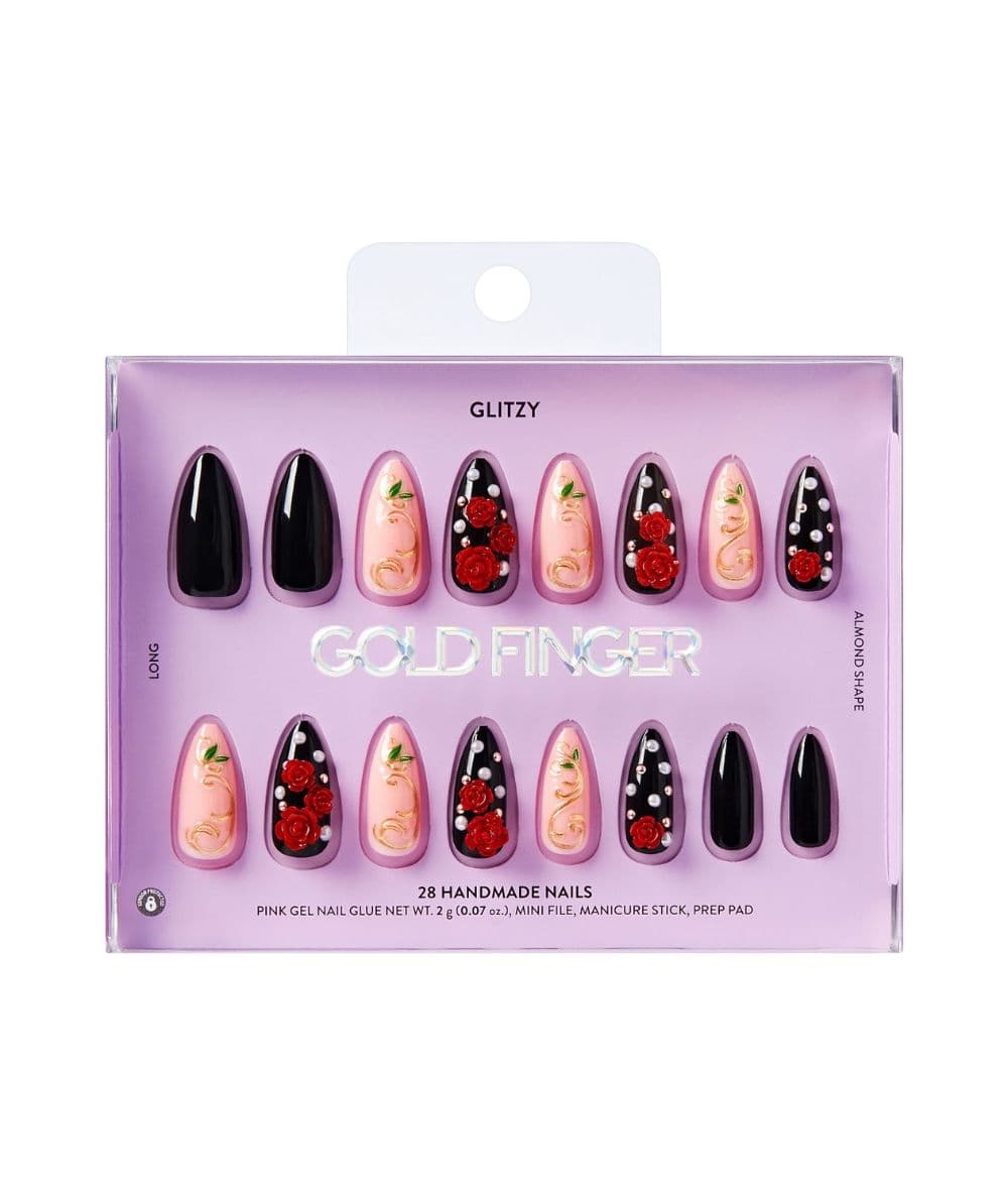 Gold Finger Glitzy Handmade Nails