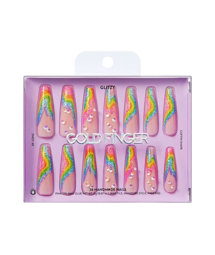 Gold Finger Glitzy Handmade Nails