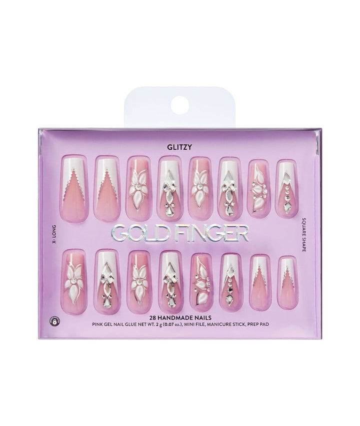 Gold Finger Glitzy Handmade Nails