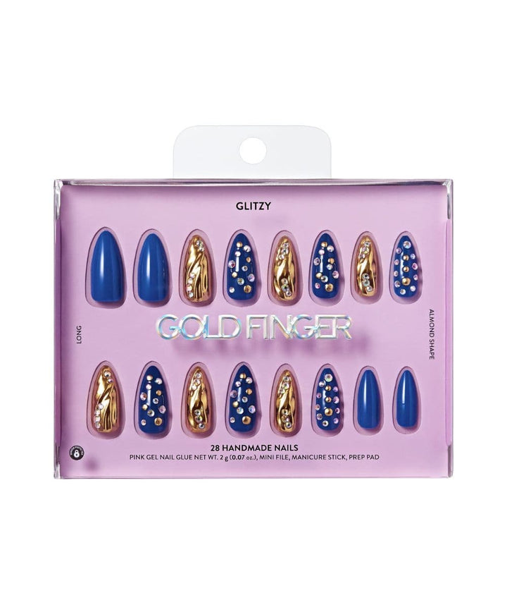 Gold Finger Glitzy Handmade Nails